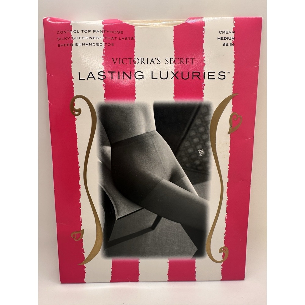 Victoria's‎ Secret Lasting Luxuries Control Top Pantyhose Cream Medium VTG